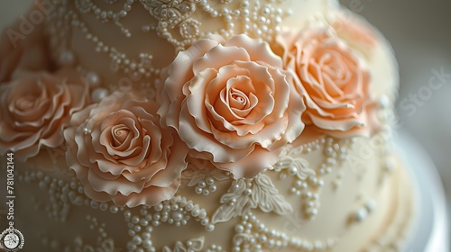 An elegant vintage rose birthday cake featuring delicate fondant roses, lace details, and pearl embellishments, perfect for a sophisticated celebration