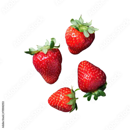 Three strawberries in circle on Transparent Background