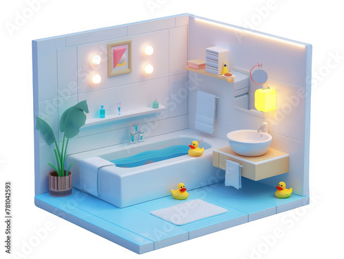 A bathroom with a bathtub, sink, and a potted plant