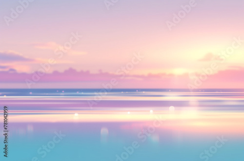 Beautiful blurred pastel sky background with sea  sky and horizon  pastel colors of light blue  pink  yellow and purple.