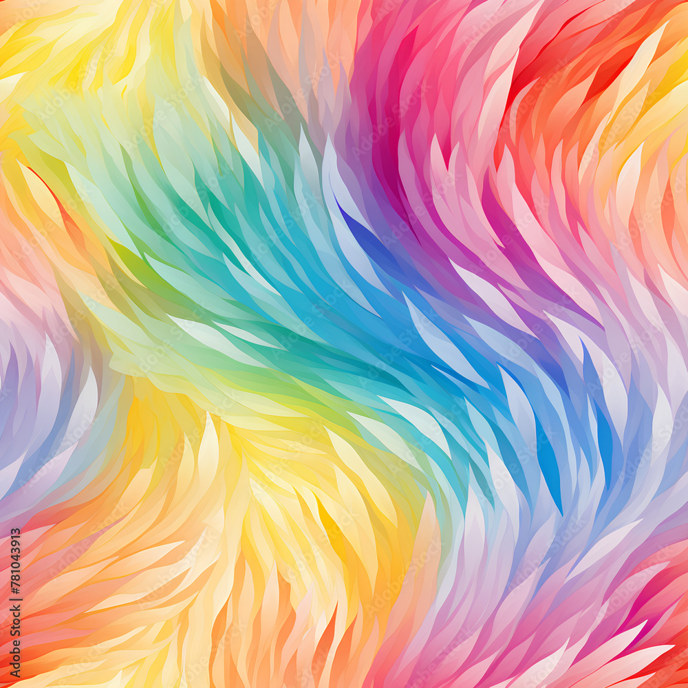 Colorful Feather Texture, Rainbow Hues, Soft Abstract Background