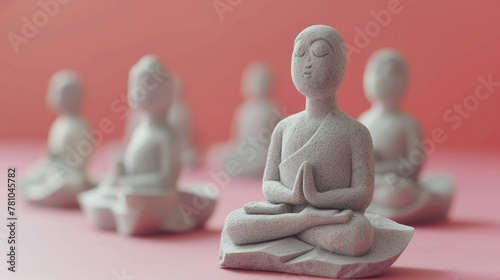 Buddha statue praying attending a meditation retreat to learn how to let go isolate on soft color background