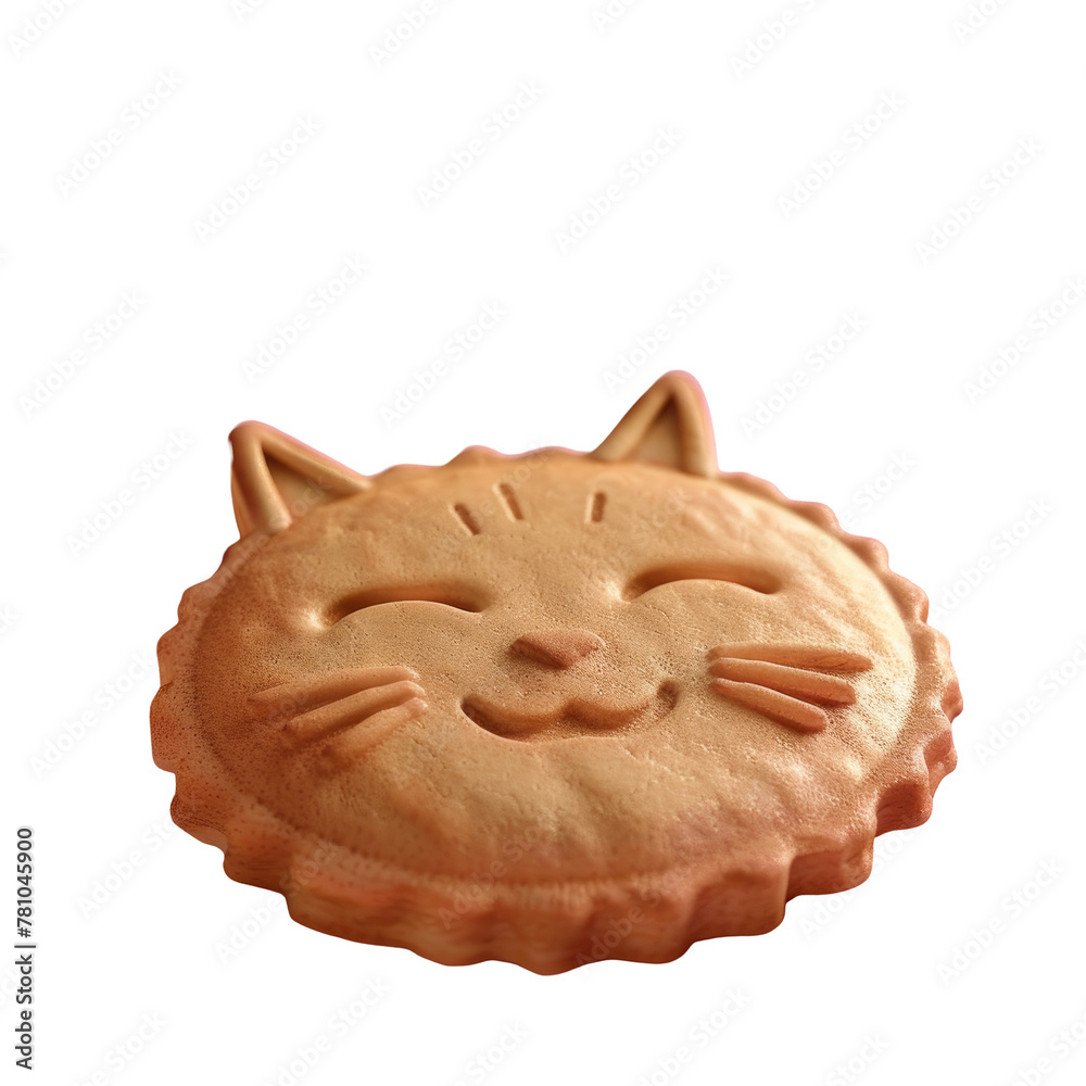 Cat-shaped cookie with a face on it