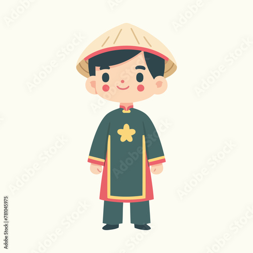 child in a dress vietnamese traditional