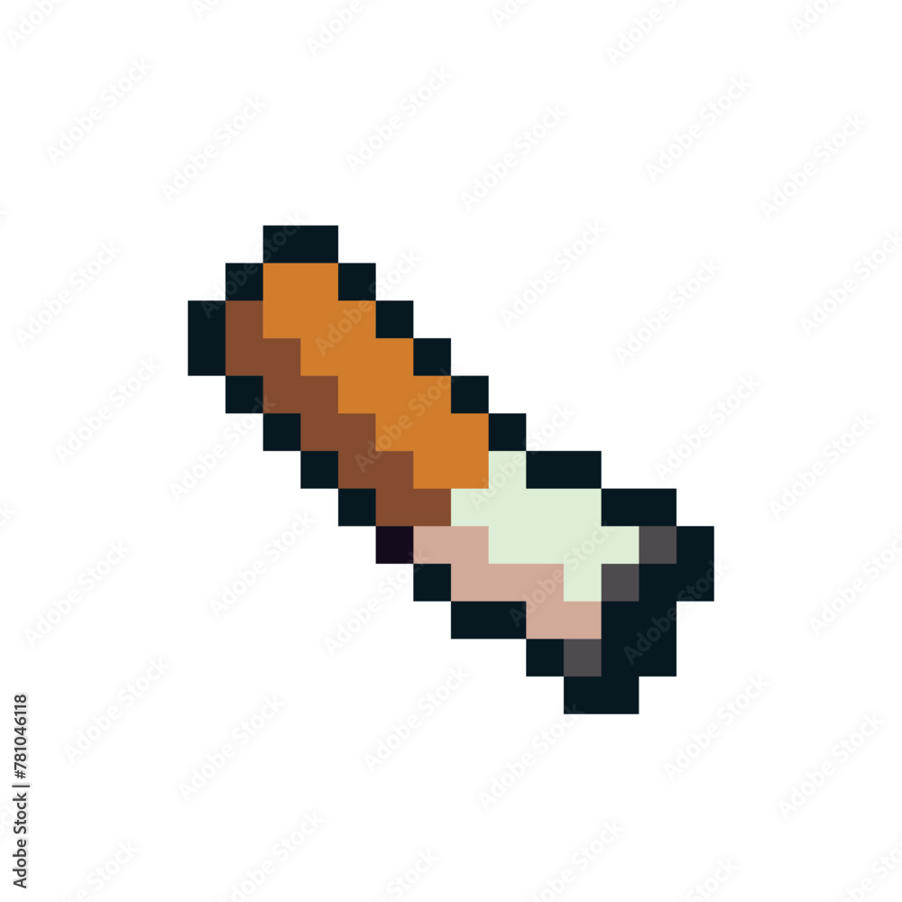 Cigarette pixel art icon. Isolated vector illustration. Design for stickers, logo, app, website, embroidery.