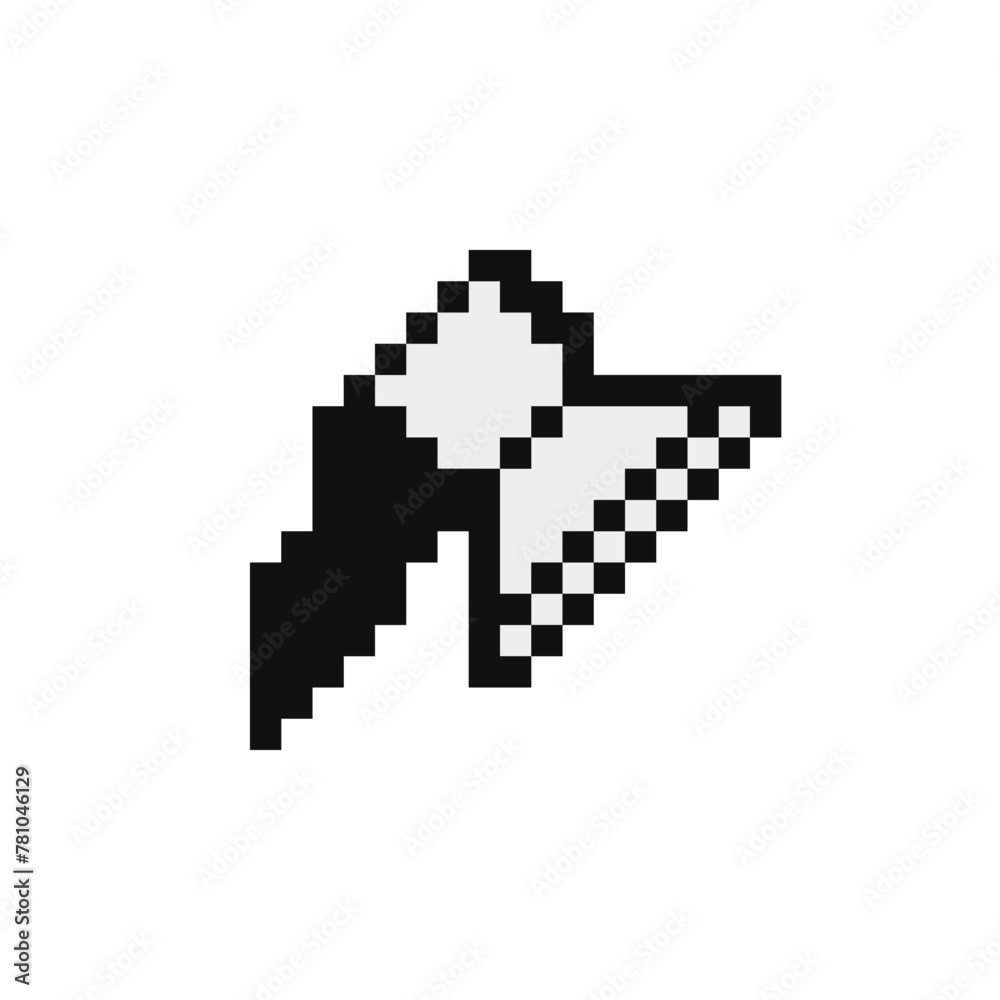 Indian weapon tomahawk pixel art style icon, cold steel arms, isolated vector illustration. Design for sticker, mobile app and logo. Game assets 8-bit sprite. Indian weapon tomahawk pixel art style icon, cold steel arms, isolated vector illustration. Design for sticker, mobile app and logo. Game assets 8-bit sprite.