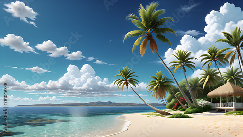 seaside palm tree cozy atmosphere Generative AI