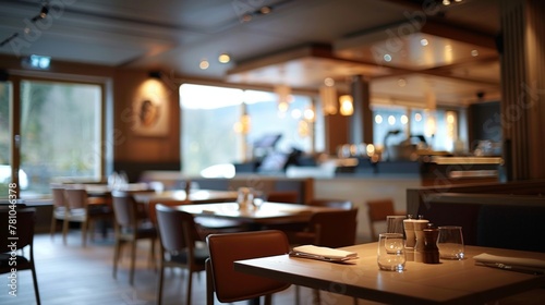 Elegant and inviting restaurant setting with contemporary design and ambient lighting.