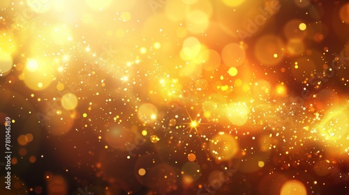 A dreamy golden bokeh effect creates a festive and magical atmosphere.