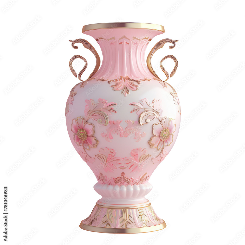 Pink vase with elegant gold accents