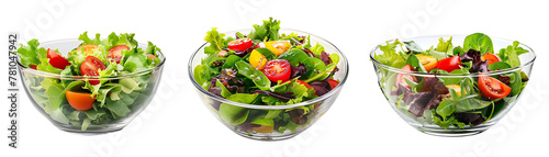 set of salad bowl isolated on white or transparent background
