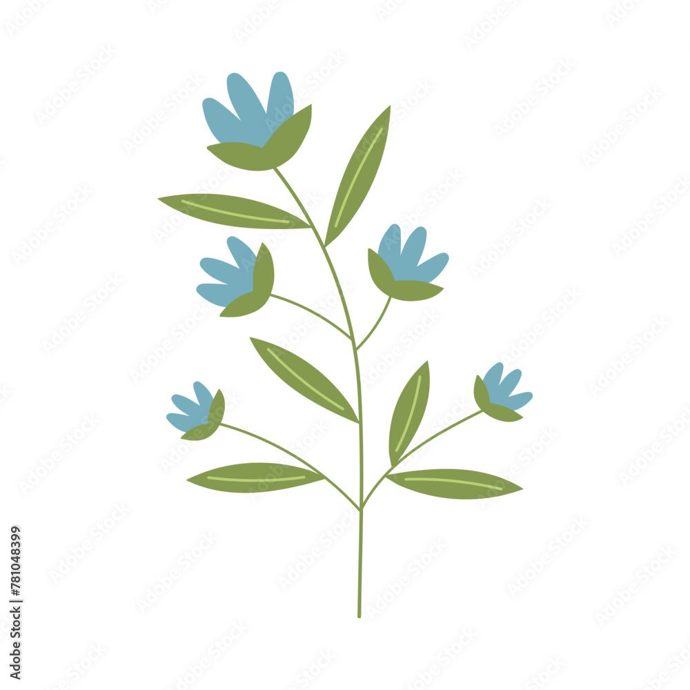 Sprig of flowers. Springtime, summer concept. Vector illustration isolated on white background. Sprig of flowers. Springtime, summer concept. Vector illustration isolated on white background.