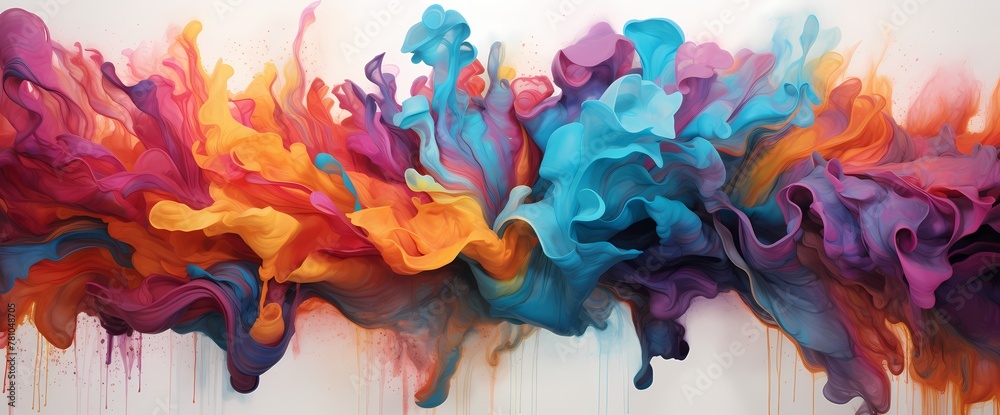 A vibrant explosion of chromatic hues mesmerizes in this captivating marble ink abstract masterpiece.
