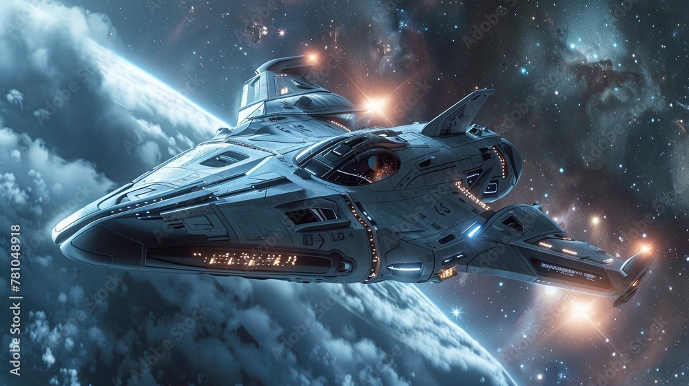 A futuristic spacecraft soaring towards the infinite expanse of outer space, with stars twinkling in the background ,close-up,ultra HD,digital photography A futuristic spacecraft soaring towards the infinite expanse of outer space, with stars twinkling in the background ,close-up,ultra HD,digital photography
