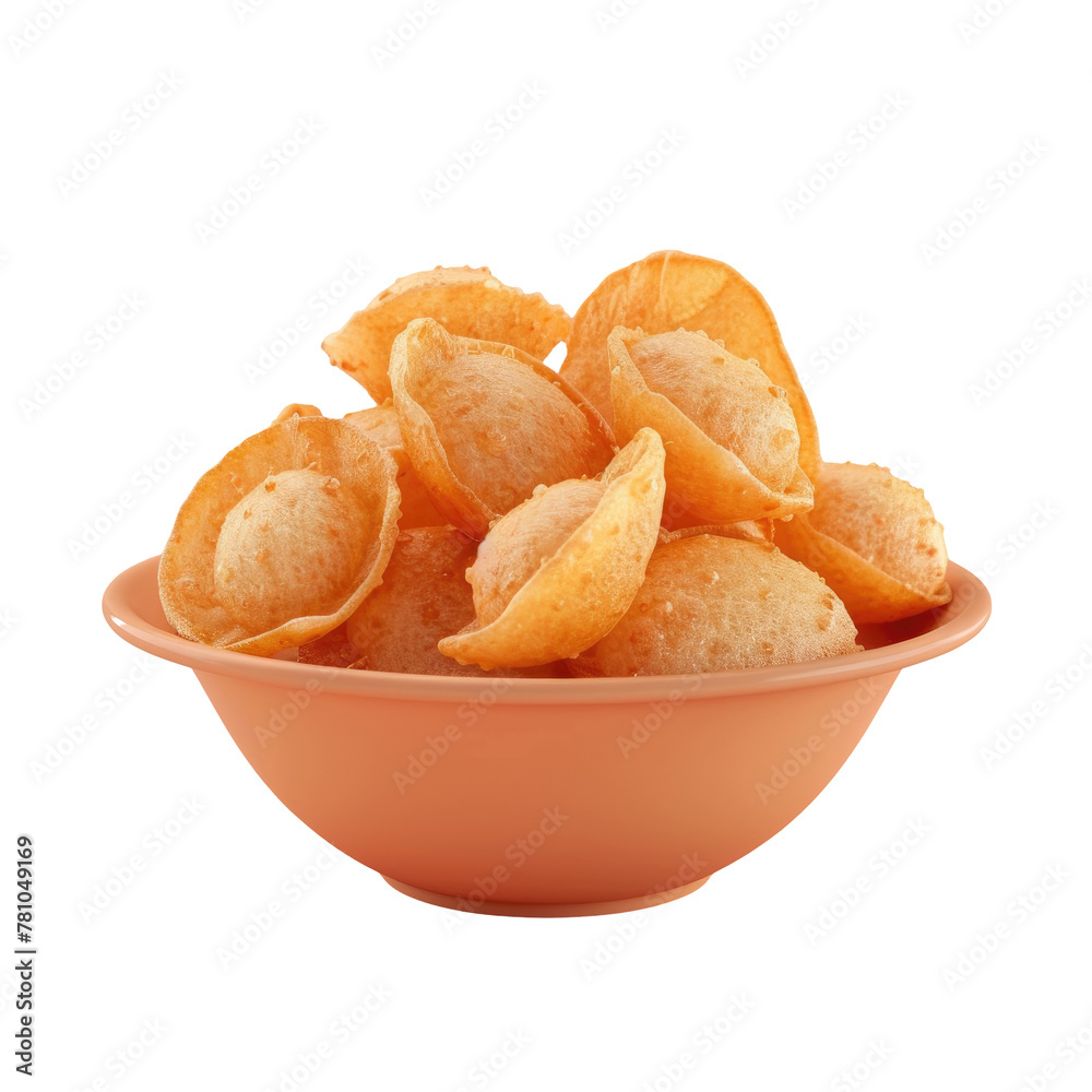 A bowl of chips on a transparent