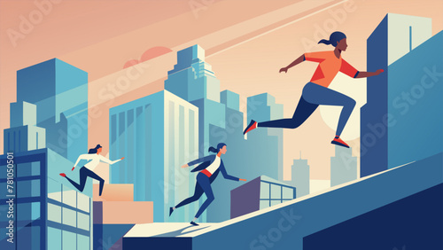 The rhythm of the city pulses through the s of these parkour enthusiasts as they navigate the urban landscape seamlessly transitioning from one
