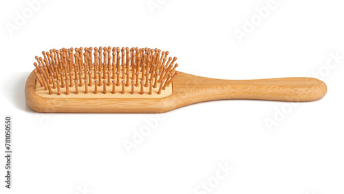 New wooden hair brushes massage the scalp to promote blood circulation and hair care hairdressing isolated on a white background with a clipping path.