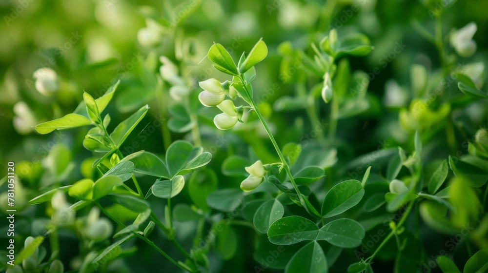 Close-up of green plant with white flowers Close-up of green plant with white flowers