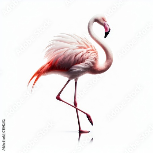 Image of isolated flamingo against pure white background  ideal for presentations 