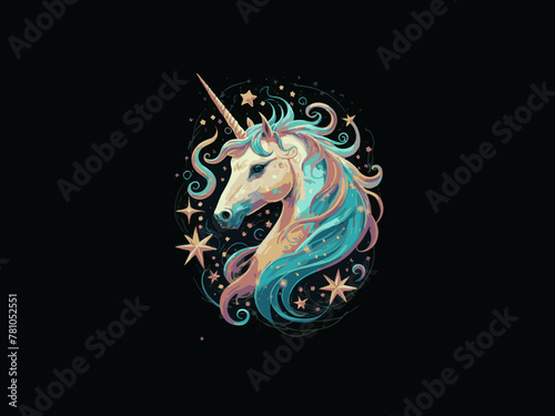 Unicorn horse vector sketch fairy tale animal head Unicorn head icon vector. Stylized unicorn portrait emblem illustration Stock Vector Image