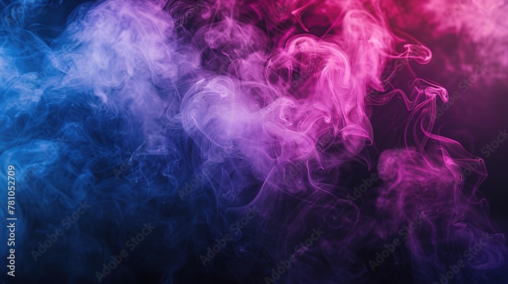 Smoke that is thick and purple against a backdrop of black isolation Smoke that is thick and purple against a backdrop of black isolation