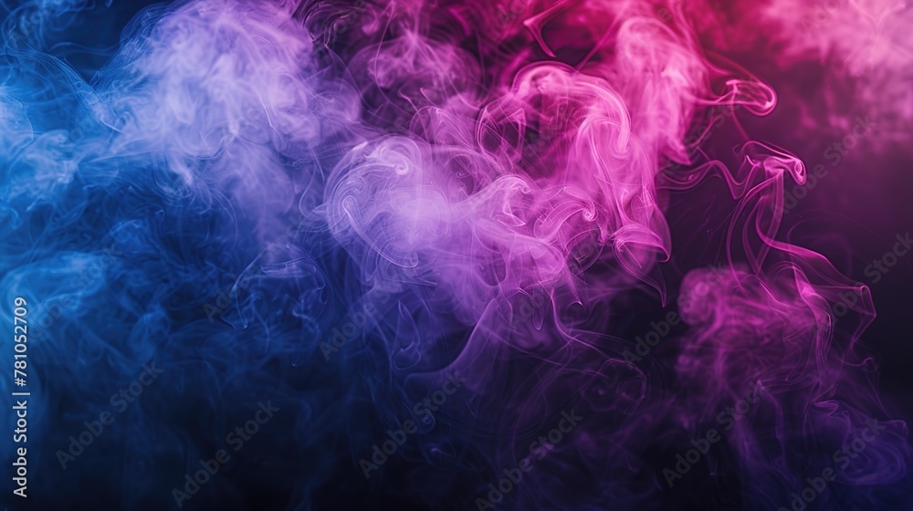 Smoke that is thick and purple against a backdrop of black isolation