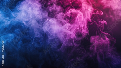 Smoke that is thick and purple against a backdrop of black isolation