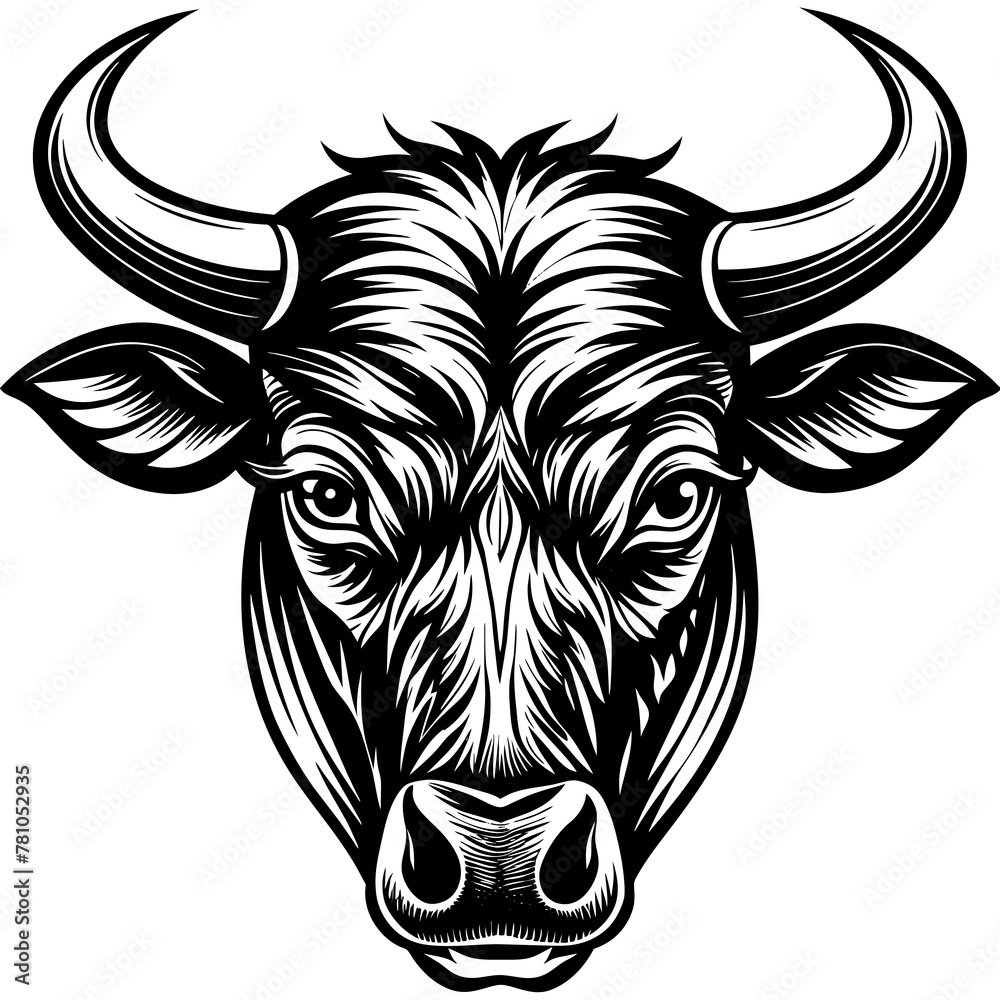 Obraz premium Bullhead silhouette vector illustration. 
