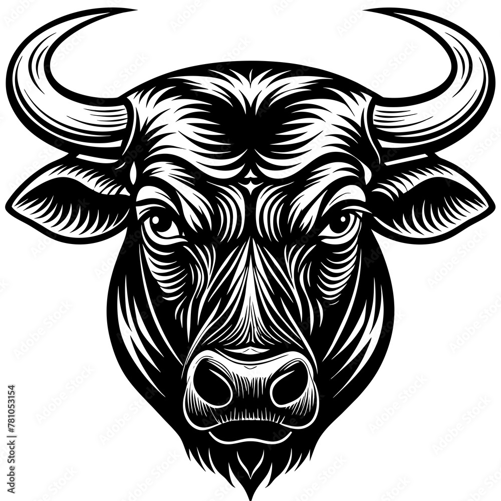 Fototapeta premium Bullhead silhouette vector illustration. 