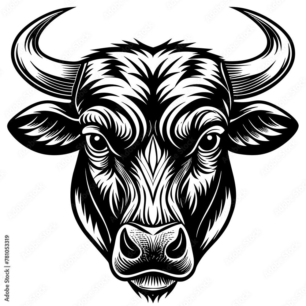 Obraz premium Bullhead silhouette vector illustration.