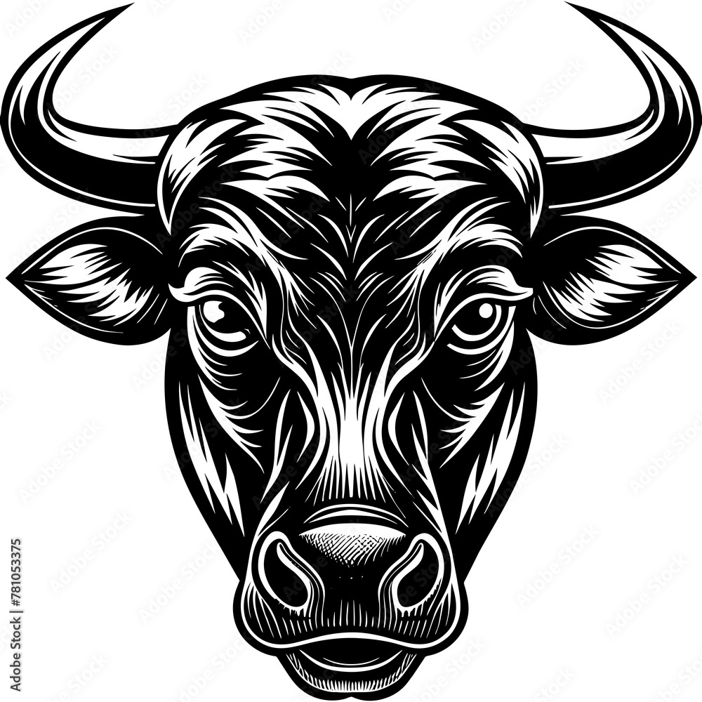 Fototapeta premium Bullhead silhouette vector illustration.