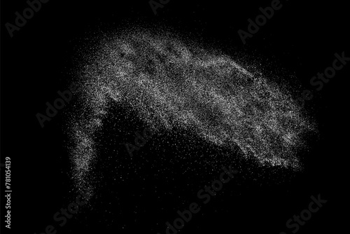 White texture on black background. Light pattern textured. Abstract grain noise. Water realistic effect. Illustration, EPS 10. 