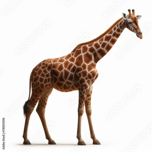 Image of isolated giraffe against pure white background, ideal for presentations 