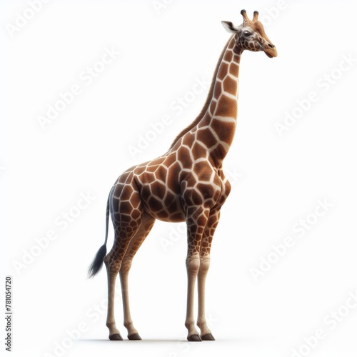 Image of isolated giraffe against pure white background, ideal for presentations 