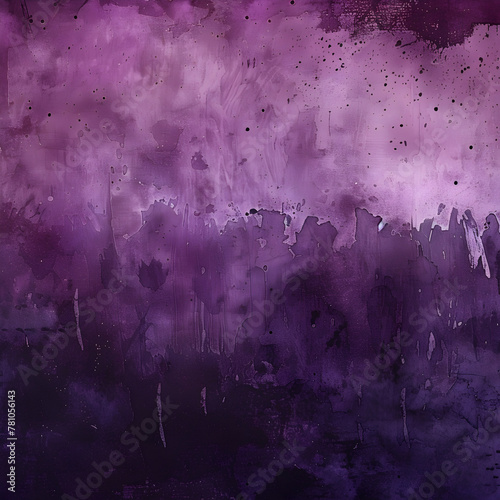 A purple background with splatters of paint. The splatters are in different sizes and shapes, creating a sense of chaos and disorder. Scene is one of confusion and disarray