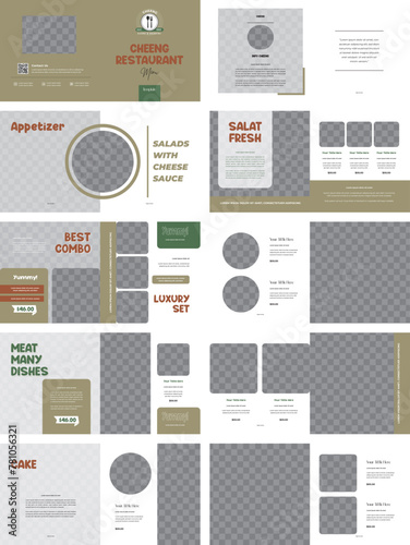 Square Bifold Food Restaurant Menu Brochure