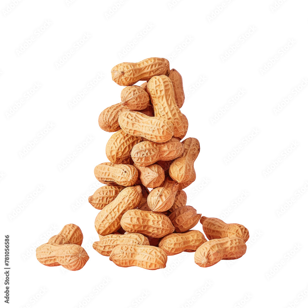 Fototapeta premium A heap of peanuts on a transparent