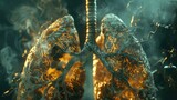 Close up of a lung with smoke, suitable for health awareness campaigns