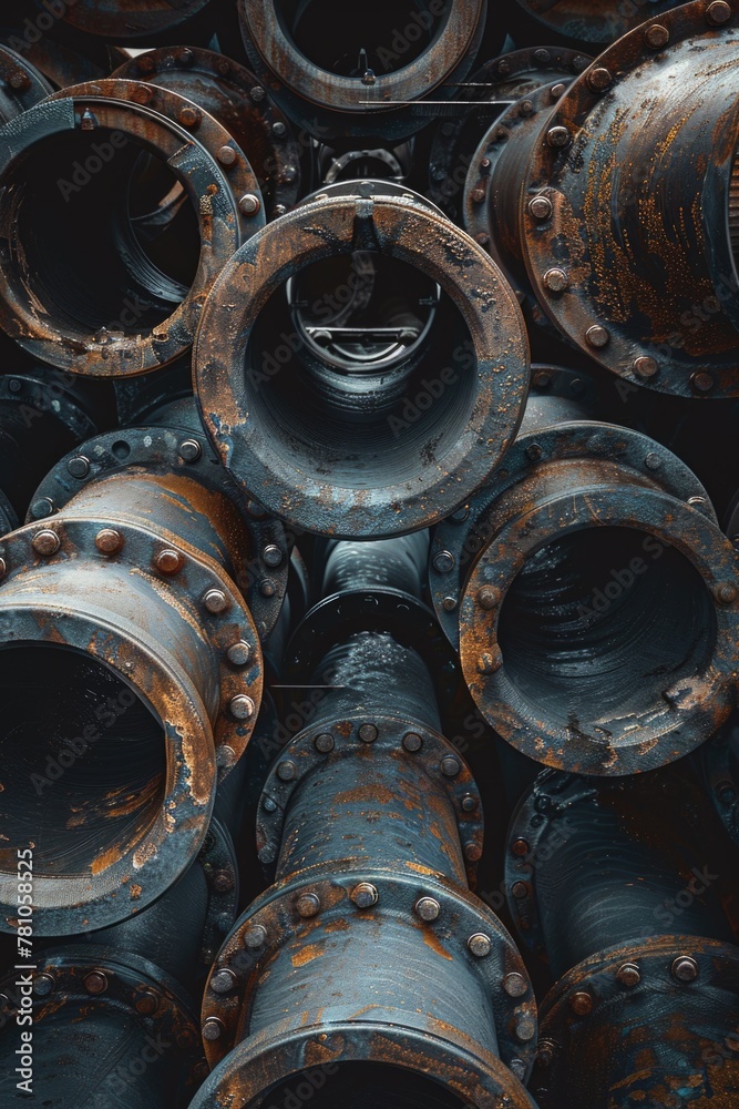 A collection of rusty pipes, suitable for industrial concepts