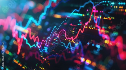 Detailed view of a stock market chart, suitable for financial concepts photo
