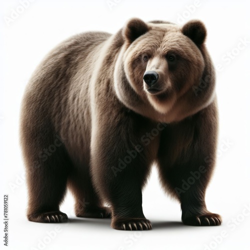 Image of isolated grizzly bear against pure white background, ideal for presentations
 photo