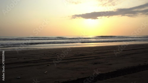 Beautiful sunset at Playa Cuevita near the village El Valle in the Chocó department on the Pacific Coast of Colombia photo