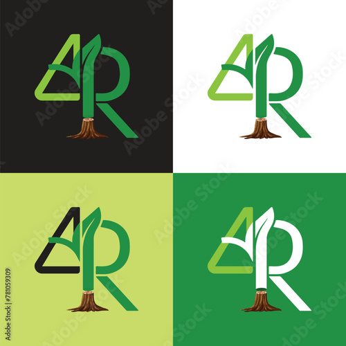 4R Tree Roots with Leaf Lawn Care Business Iconic Logo (ID: 781059309)
