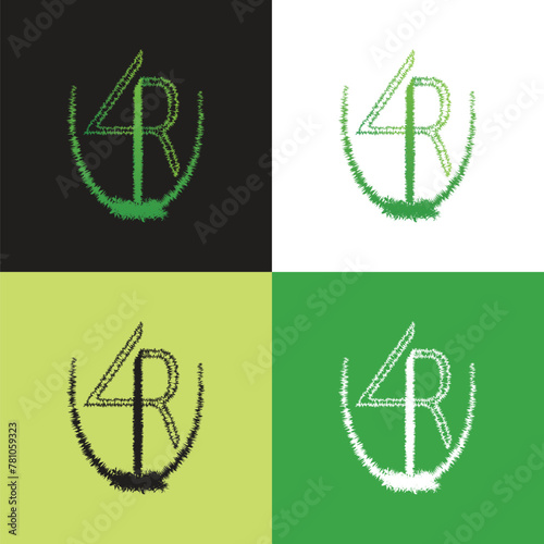 4R Overlap Lawn Care Business Iconic Logo Design Template (ID: 781059323)