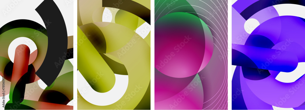 Circle geometric abstract vector posters. Vector Illustration For Wallpaper, Banner, Background, Card, Book Illustration, landing page