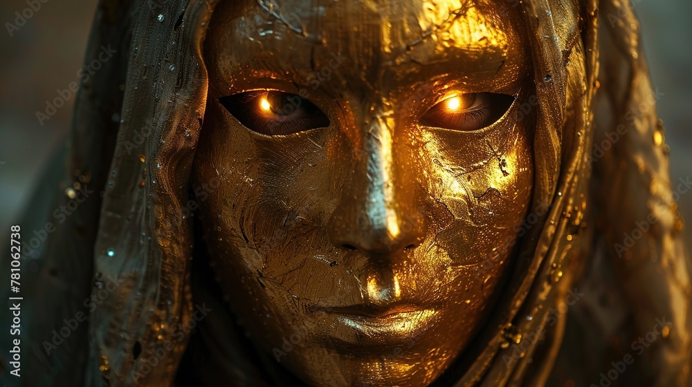 Gold Mask, Mystical relic, Unveiling secrets of the past, Intricate details