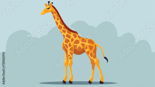 Flat design giraffe cartoon icon vector illustratio