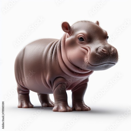 Image of isolated baby hippopotamus against pure white background, ideal for presentations  © robfolio