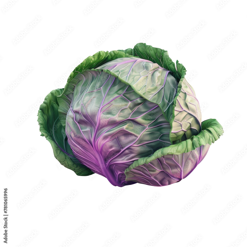 Obraz premium A cabbage head close-up on a Transparent Background
