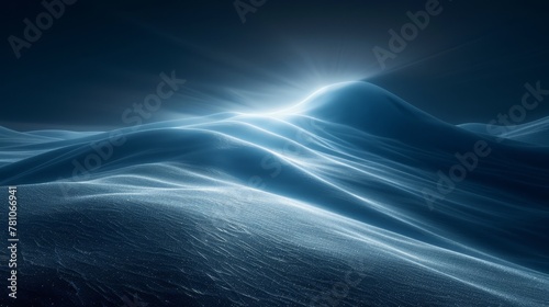  An image of a wave in the ocean with illumination emanating from above it, produced by a computer